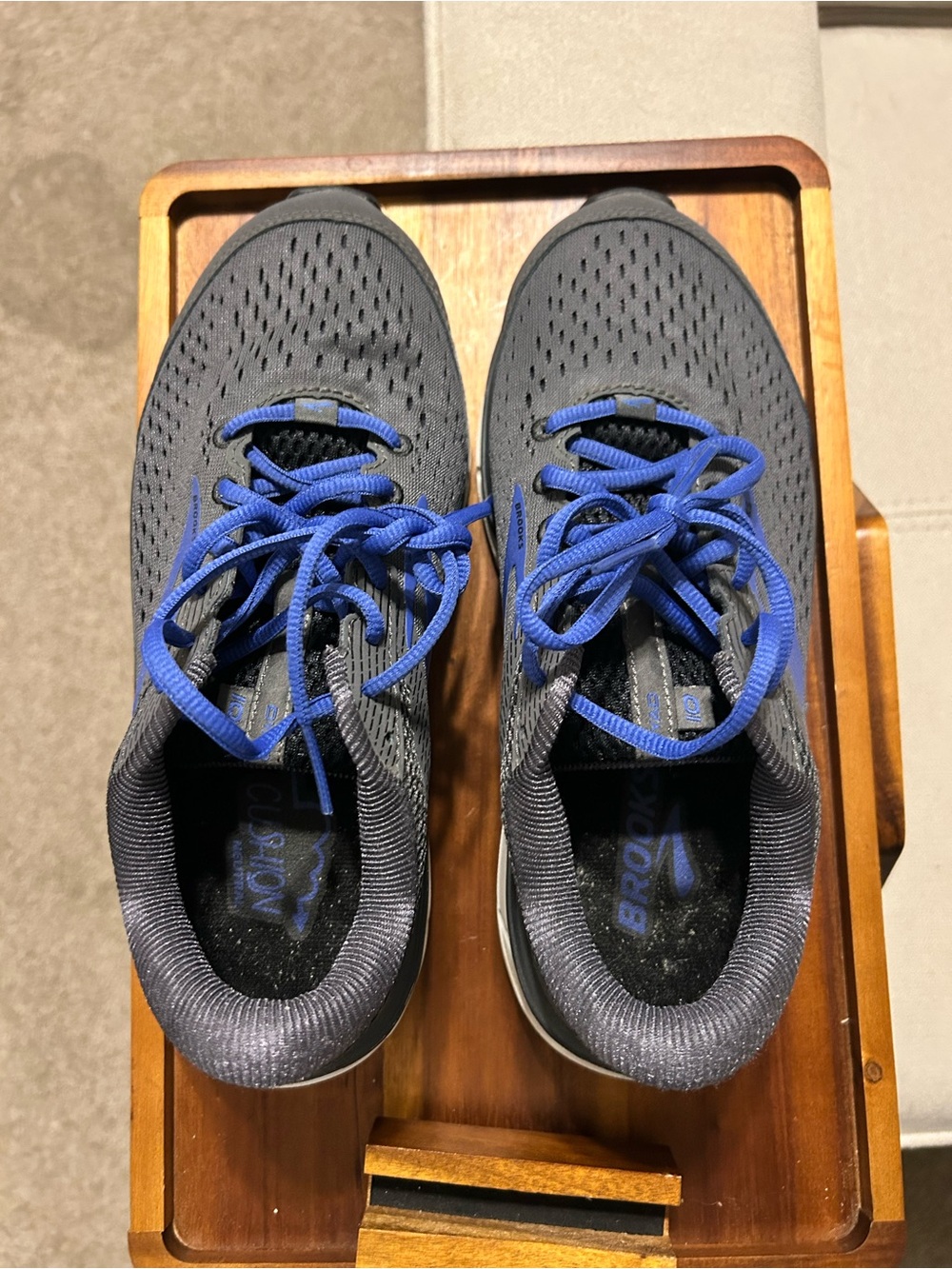 Brooks Gray Athletic Shoes with Blue Laces